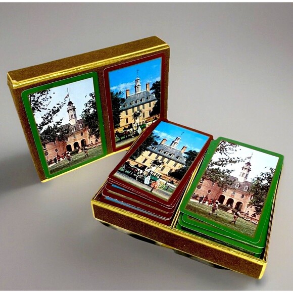 Vintage Congress Playing Cards Boxed Set Double Deck Williamsburg Capital - Picture 1 of 6